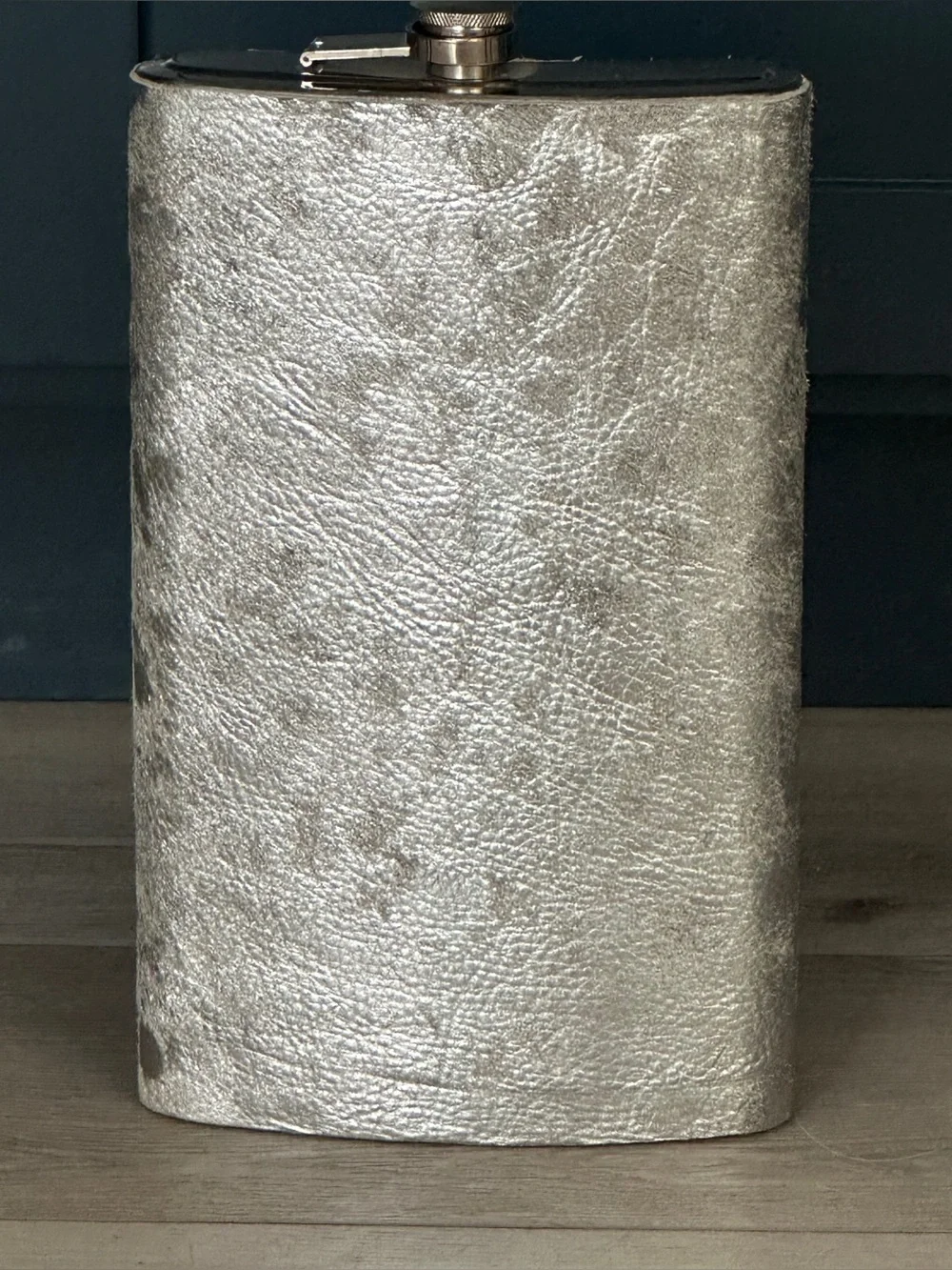 Top Shelf Extra Tall Silver Cowhide Flask – Stainless Steel 64 oz